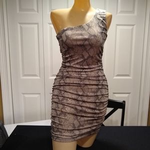 Snake skin print one shoulder dress size small